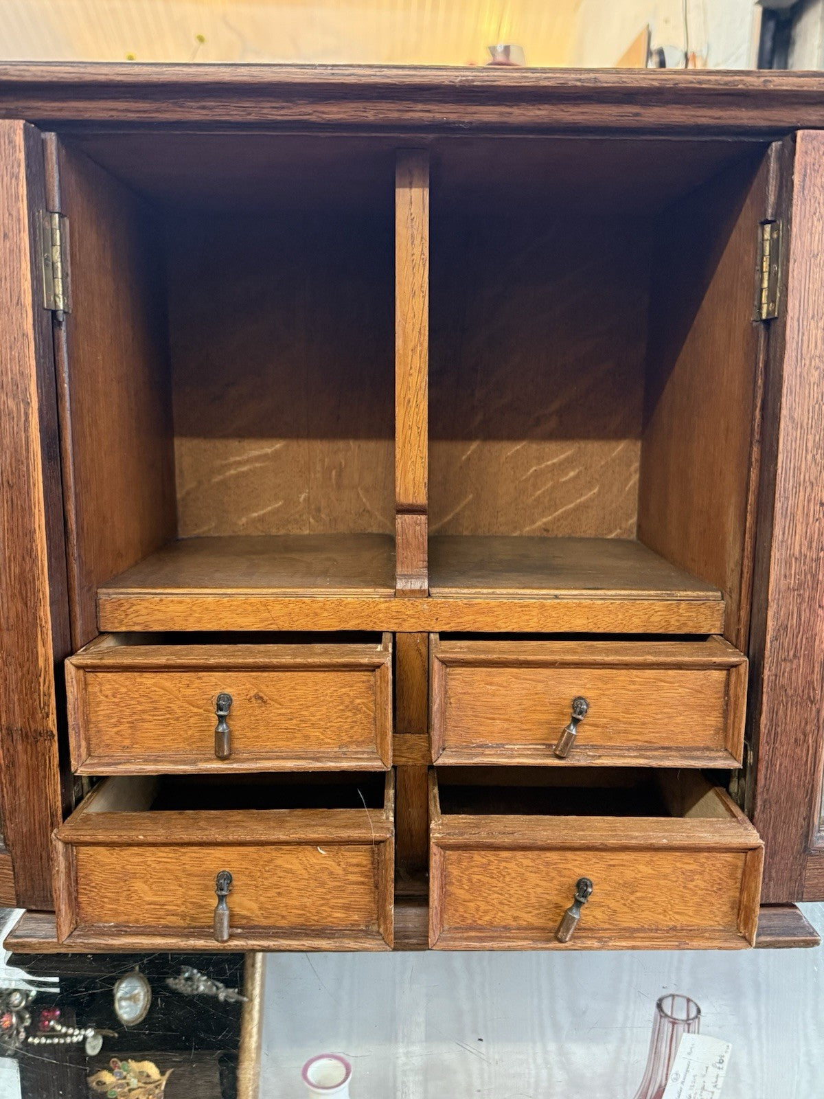 Antique Pipe Smokers Cabinet Tobacco Storage Display Case