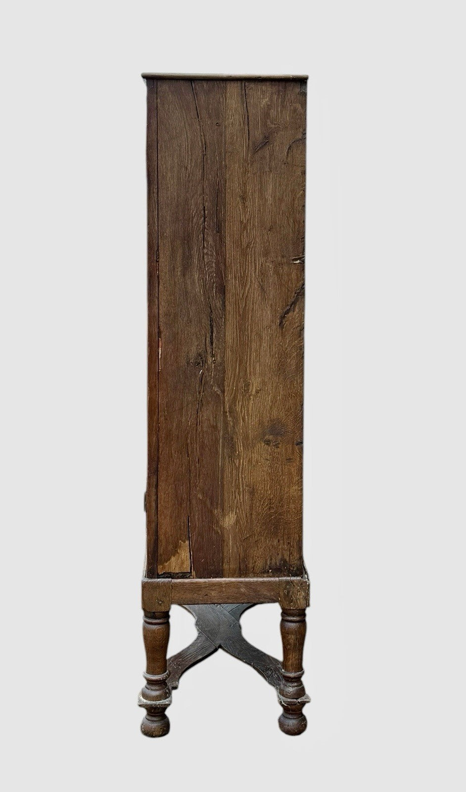 Antique 19th Century Oak Display Cabinet Bookcase Glazed Doors Shelving