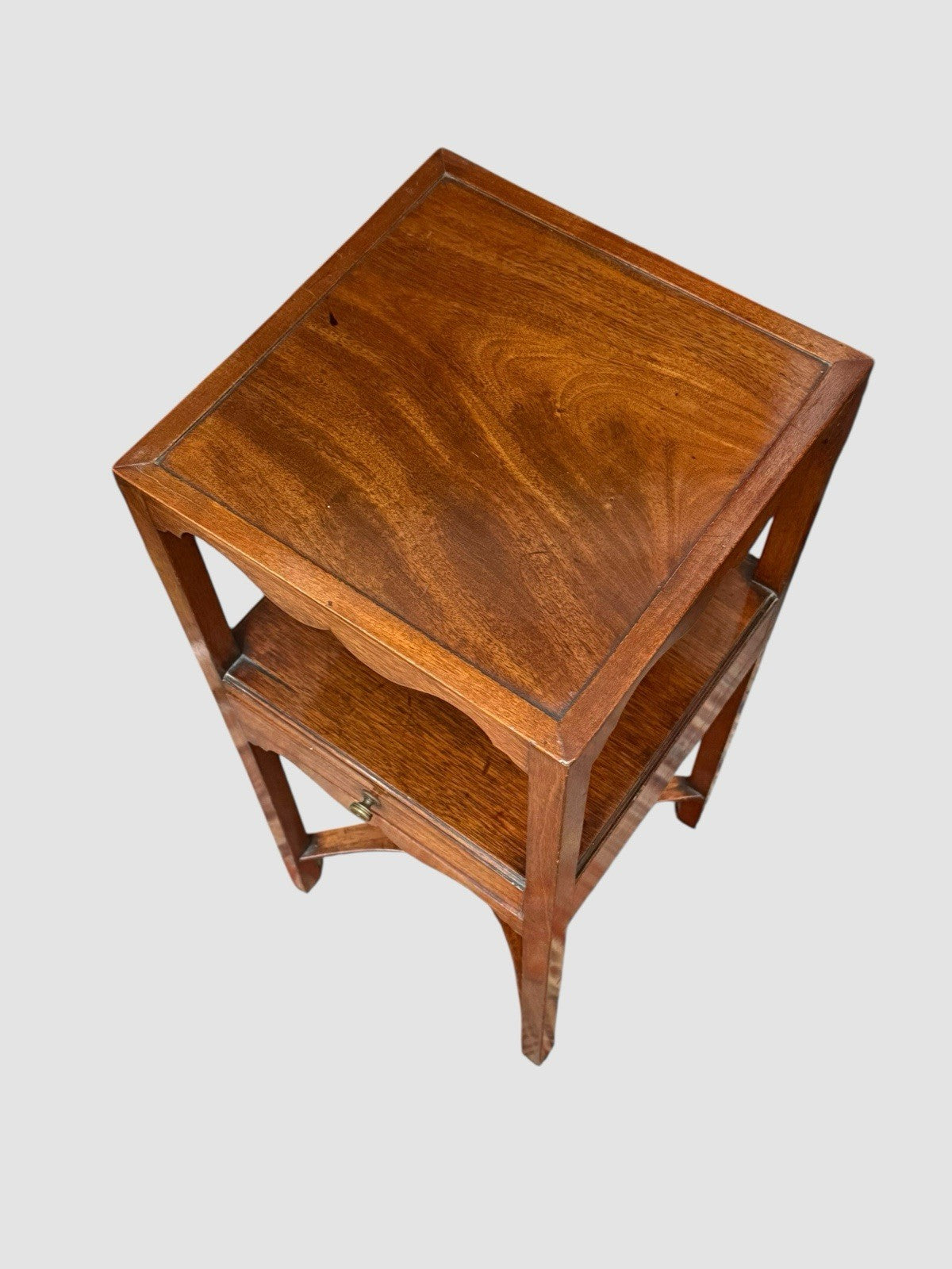Antique Victorian Mahogany Washstand Side Table Single Drawer Tier Stand 19th C