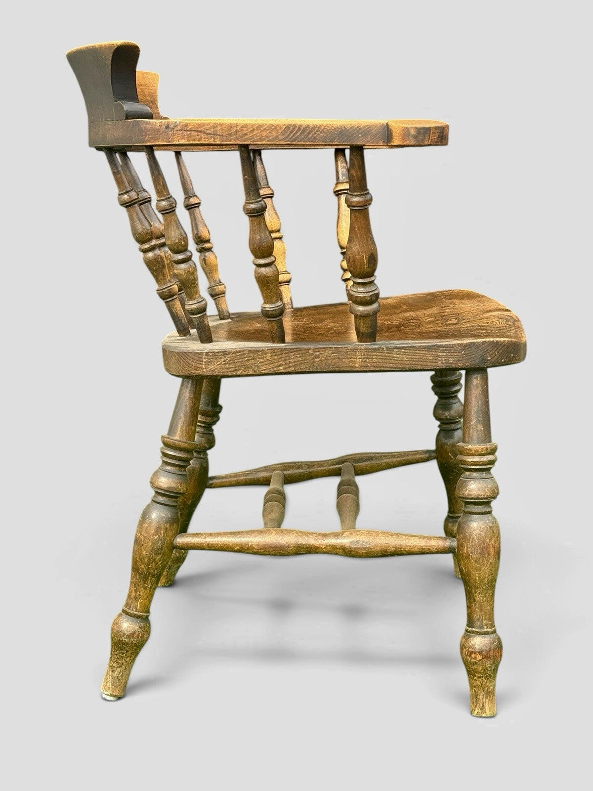 Antique Victorian Beech & Elm Smokers Captains Chair English Circa 1890